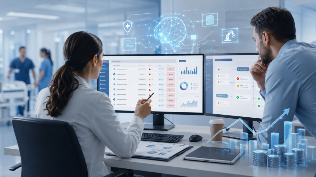 Como a Luxia apoia a gestão financeira e operacional dos hospitais ao conectar processos, dados e IA para ampliar a visibilidade, reduzir retrabalho e apoiar decisões mais preventivas.